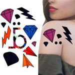 TATUAŻ ZMYWALNY TYMCZASOWY PRÓBNY MOTYW DIAMENTY PIORUNY NA IMPREZĘ PARTY