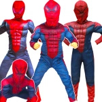 STRÓJ SPIDERMANA DLA CHŁOPCA SPIDERMAN KOSTIUM GRUBY MIĘŚNIE MASKA 122-128