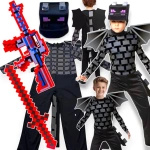 MINECRAFT Strój dla chłopca Smok Enderu rozmiar M (120-130) + miecz + karabin