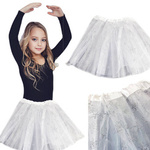 Tiulowa Spódniczka Biała z płatkami śniegu 30cm