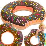 DMUCHANE KOŁO DO PŁYWANIA PĄCZEK DONUT KOLOROWY MATERAC DONAT DLA DZIECI