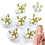 ZESTAW BALONÓW NA CHRZCINY BALONY NA CHRZEST ŚWIĘTY ZESTAW 6szt BIAŁO ZŁOTE