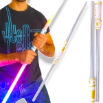 PODWÓJNY MIECZ ŚWIETLNY ŚWIECĄCY 2 MIECZE 96CM LED ZESTAW GWIEZDJE WOJNY