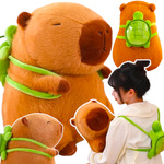 KAPIBARA PLUSZOWA MASKOTKA ZABAWKA Z PLECAKIEM ŻÓŁWIK MIĘKKA PLUSZAK 2W1