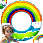 DMUCHANE KÓŁKO DO PŁYWANIA DLA DZIECI KOLOROWE TĘCZA TĘCZOWE NA BASEN PLAŻĘ