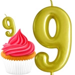 ŚWIECZKA URODZINOWA NA TORT CYFRA 9 ZŁOTA NA URODZINY DEKORACJA TORTU