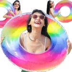 DMUCHANE KOŁO DO PŁYWANIA KOLOROWE TĘCZOWE TĘCZA KÓŁKO NA BASEN PLAŻOWE XL
