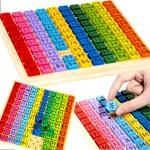 DREWNIANA TABLICZKA MNOŻENIA UKŁADANKA LOGICZNA NAUKA LICZENIA DO 100