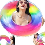 DMUCHANE KOŁO DO PŁYWANIA KOLOROWE TĘCZOWE TĘCZA KÓŁKO NA BASEN PLAŻOWE XL